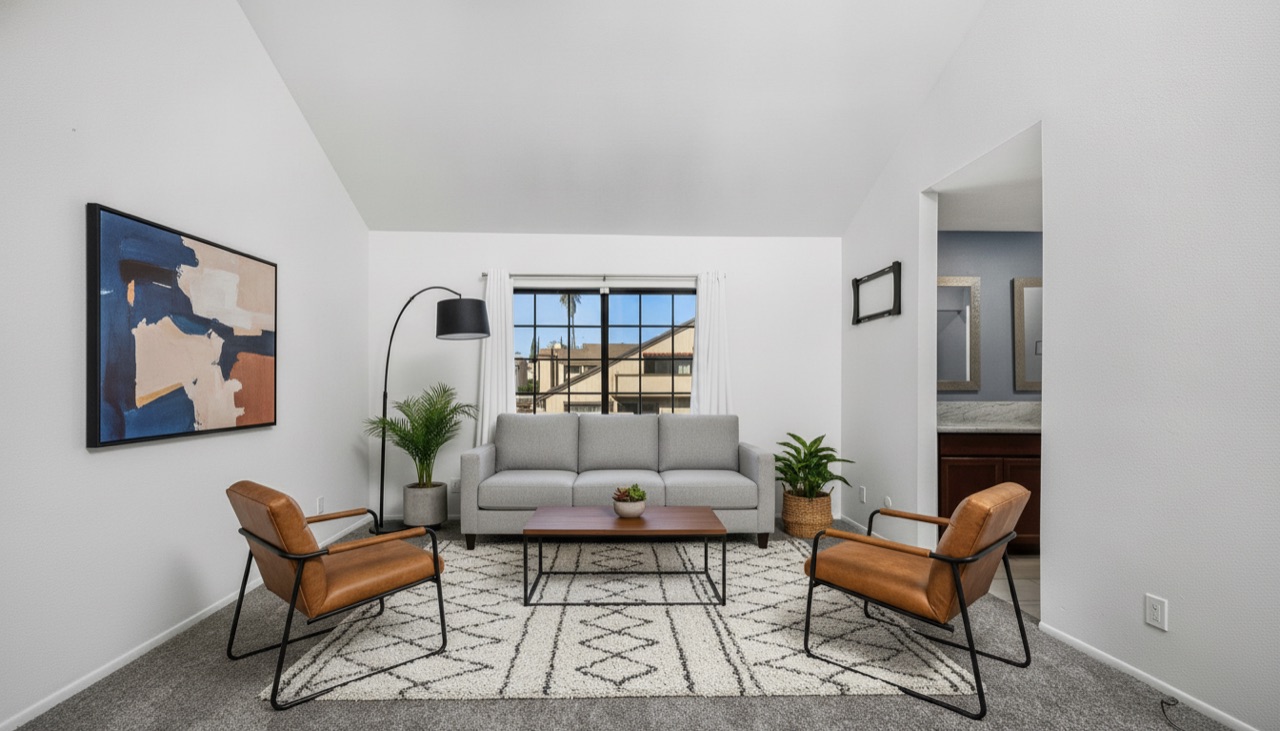 The same room, virtually staged by AI